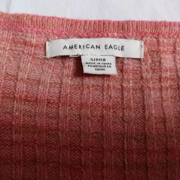 American Eagle Cropped Sweater Wrap Orange Pink Women's Size Small - Picture 5 of 10